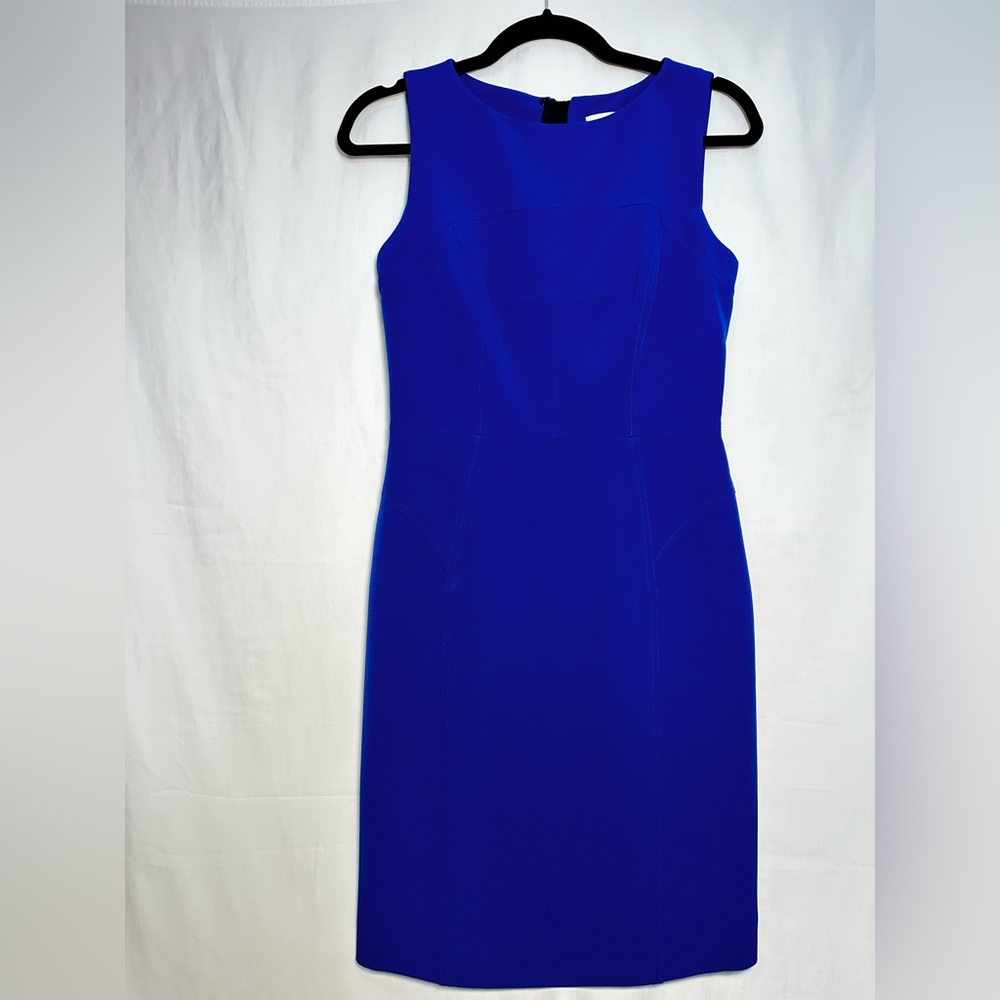 Milly Cobalt Blue Sleeveless Midi Sheath Dress - Picture 2 of 6